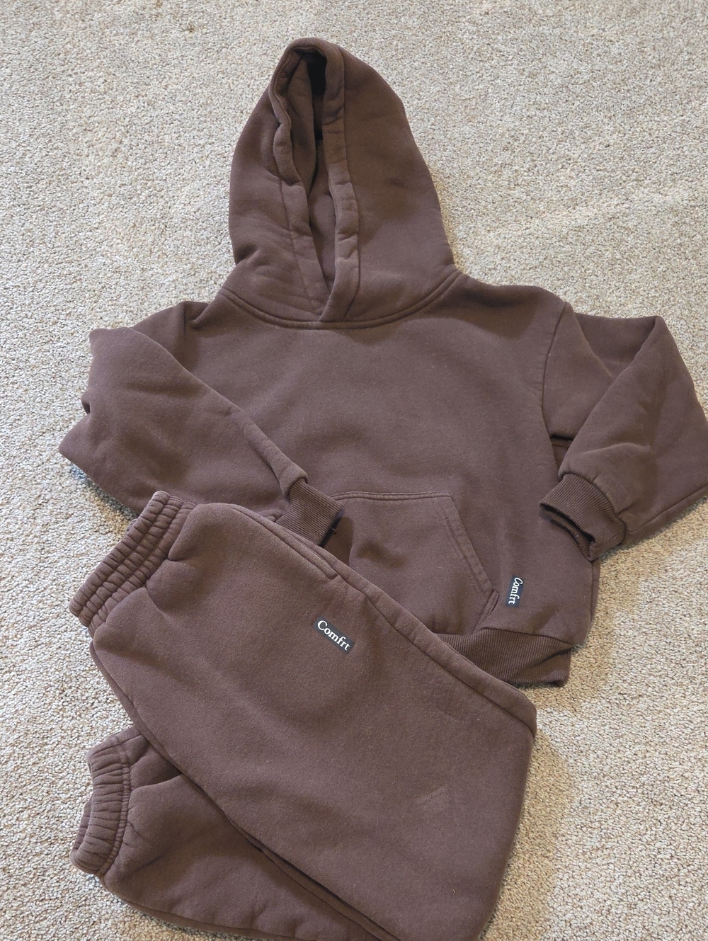 Comfr Brown Kids Hoodie & Jogger Set